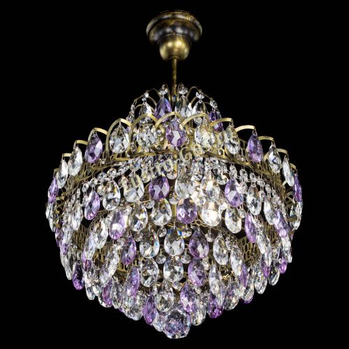 Люстра Грация с подвесом под бронзу Фиолетовая в Симферополе Гусь Хрустальный