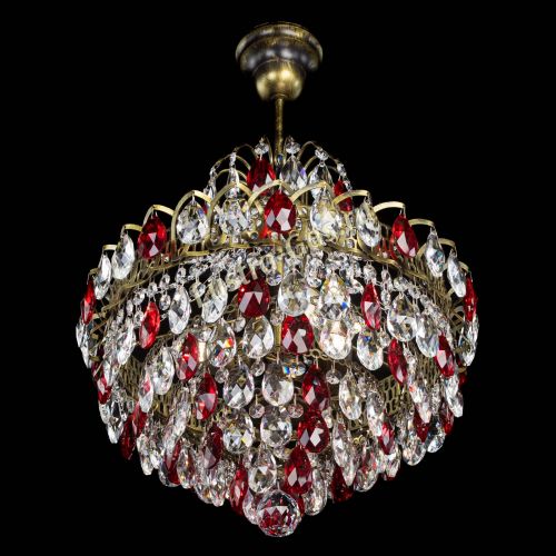 Люстра Грация с подвесом под бронзу Красная в Симферополе Гусь Хрустальный