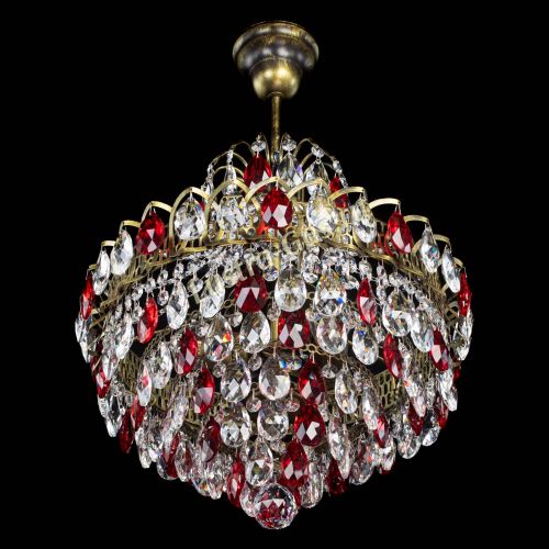 Люстра Грация с подвесом под бронзу Красная в Симферополе Гусь Хрустальный