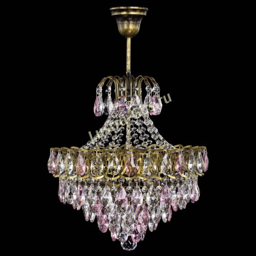 Люстра Грация с подвесом под бронзу Розовая в Симферополе Гусь Хрустальный