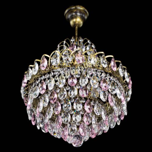 Люстра Грация с подвесом под бронзу Розовая в Симферополе Гусь Хрустальный