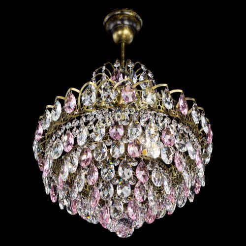 Люстра Грация с подвесом под бронзу Розовая в Симферополе Гусь Хрустальный