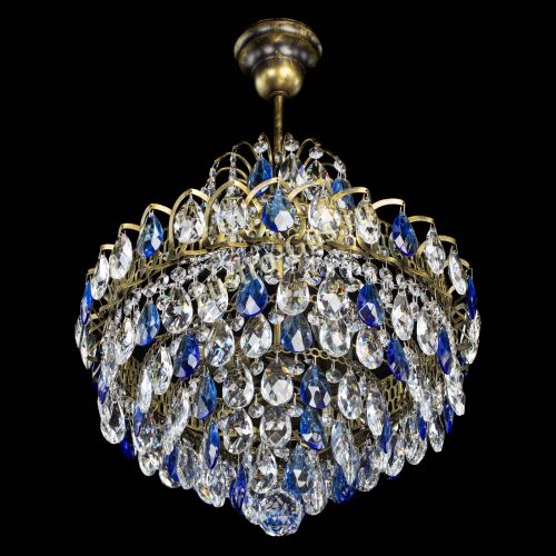 Люстра Грация с подвесом под бронзу Синяя в Симферополе Гусь Хрустальный