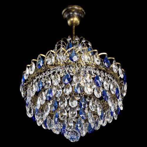 Люстра Грация с подвесом под бронзу Синяя в Симферополе Гусь Хрустальный