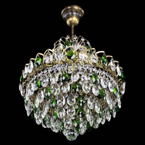 Люстра Грация с подвесом под бронзу Зеленая в Симферополе Гусь Хрустальный