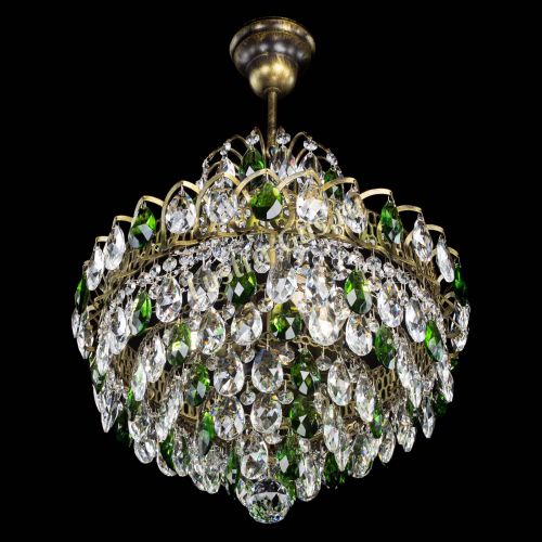 Люстра Грация с подвесом под бронзу Зеленая в Симферополе Гусь Хрустальный