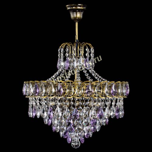 Люстра Грация №5 с подвесом под бронзу Фиолетовая в Симферополе Гусь Хрустальный