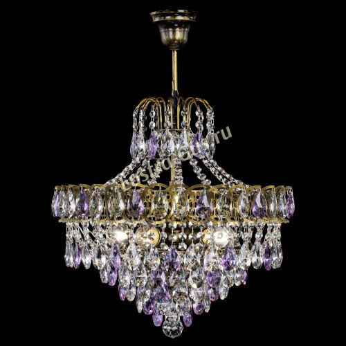 Люстра Грация №5 с подвесом под бронзу Фиолетовая в Симферополе Гусь Хрустальный