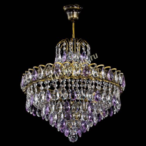 Люстра Грация №5 с подвесом под бронзу Фиолетовая в Симферополе Гусь Хрустальный