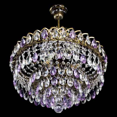 Люстра Грация №5 с подвесом под бронзу Фиолетовая в Симферополе Гусь Хрустальный