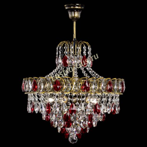 Люстра Грация №5 с подвесом под бронзу Красная в Симферополе Гусь Хрустальный
