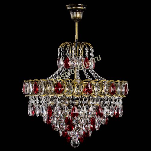 Люстра Грация №5 с подвесом под бронзу Красная в Симферополе Гусь Хрустальный