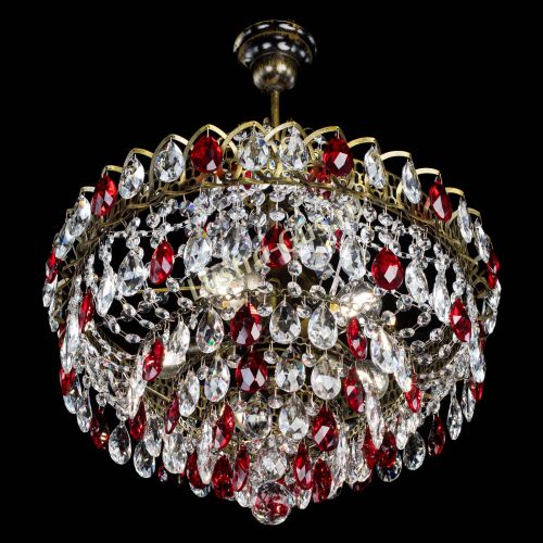 Люстра Грация №5 с подвесом под бронзу Красная в Симферополе Гусь Хрустальный