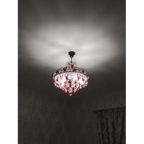 Люстра Грация №5 с подвесом под бронзу Красная в Симферополе Гусь Хрустальный