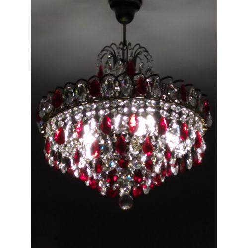 Люстра Грация №5 с подвесом под бронзу Красная в Симферополе Гусь Хрустальный