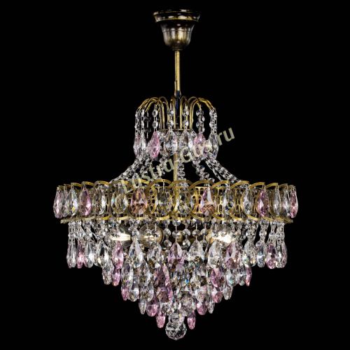 Люстра Грация №5 с подвесом под бронзу Розовая в Симферополе Гусь Хрустальный
