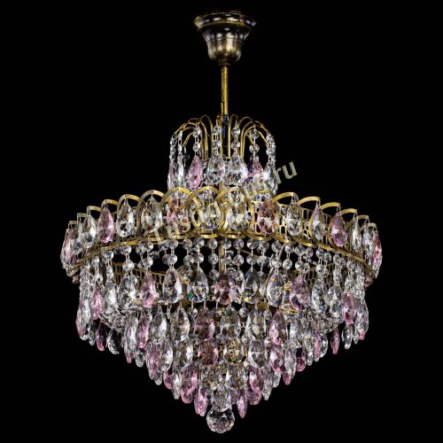 Люстра Грация №5 с подвесом под бронзу Розовая в Симферополе Гусь Хрустальный