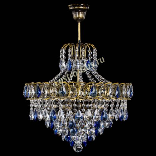 Люстра Грация №5 с подвесом под бронзу Синяя в Симферополе Гусь Хрустальный