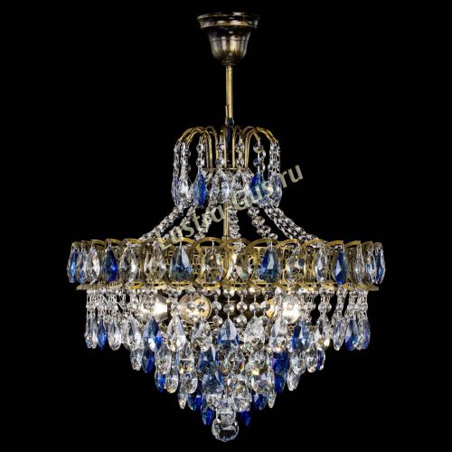Люстра Грация №5 с подвесом под бронзу Синяя в Симферополе Гусь Хрустальный
