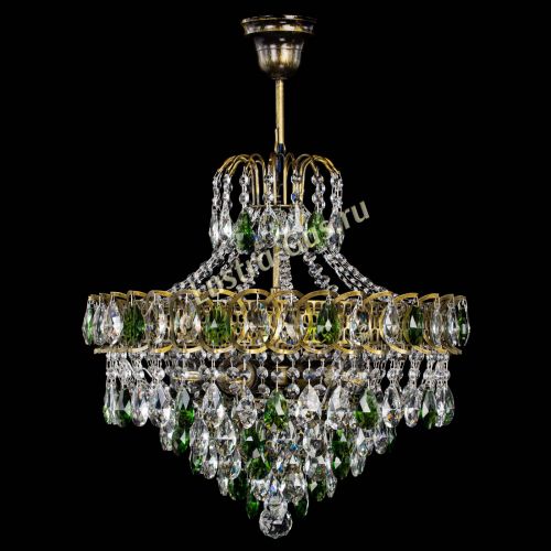 Люстра Грация №5 с подвесом под бронзу Зеленая в Симферополе Гусь Хрустальный
