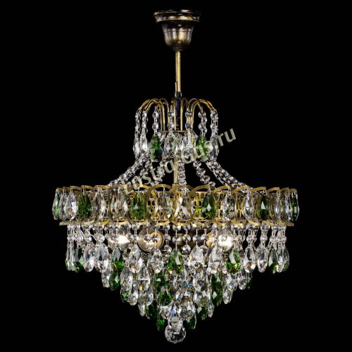 Люстра Грация №5 с подвесом под бронзу Зеленая в Симферополе Гусь Хрустальный