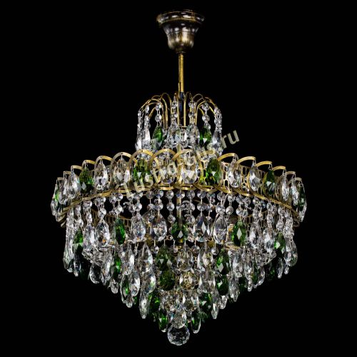Люстра Грация №5 с подвесом под бронзу Зеленая в Симферополе Гусь Хрустальный