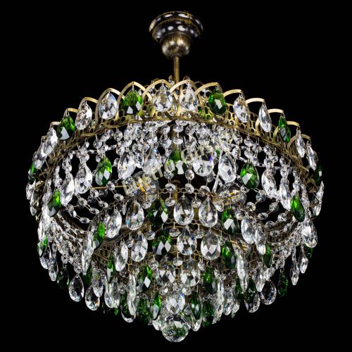 Люстра Грация №5 с подвесом под бронзу Зеленая в Симферополе Гусь Хрустальный