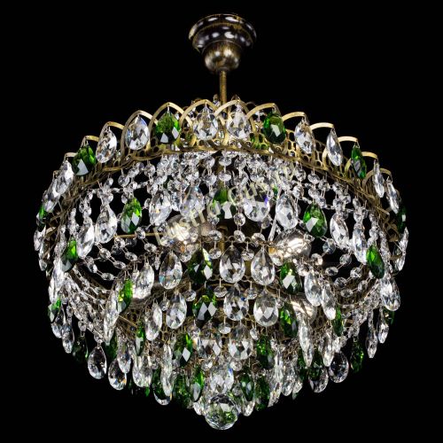 Люстра Грация №5 с подвесом под бронзу Зеленая в Симферополе Гусь Хрустальный