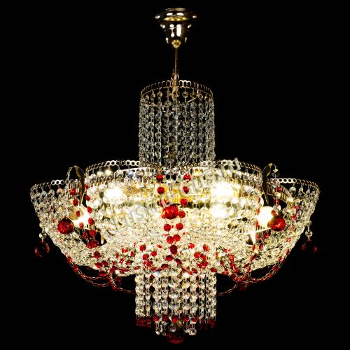 Люстра Камея №6 подвесная красная в Симферополе Гусь Хрустальный
