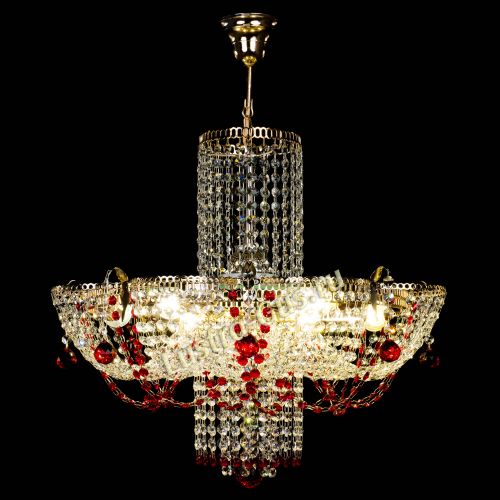 Люстра Камея №6 подвесная красная в Симферополе Гусь Хрустальный