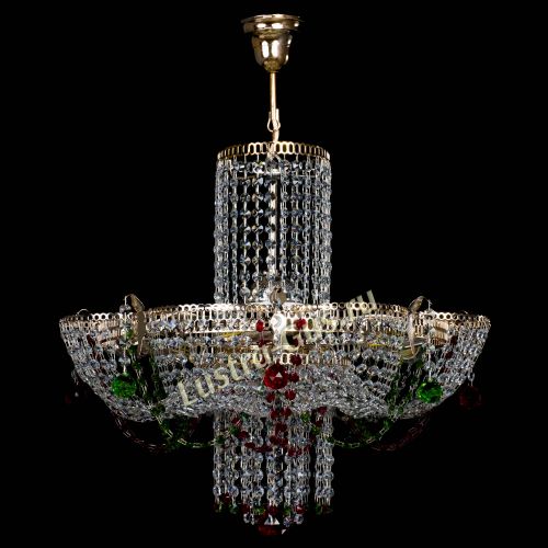 Люстра Камея №6 подвесная красно-зеленая в Симферополе Гусь Хрустальный