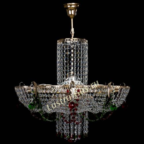Люстра Камея №6 подвесная красно-зеленая в Симферополе Гусь Хрустальный