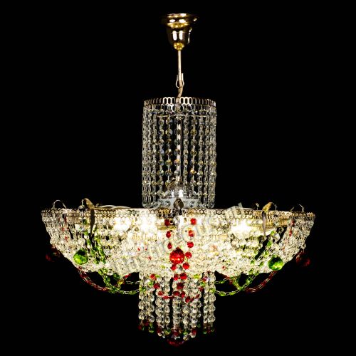 Люстра Камея №6 подвесная красно-зеленая в Симферополе Гусь Хрустальный