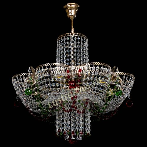 Люстра Камея №6 подвесная красно-зеленая в Симферополе Гусь Хрустальный