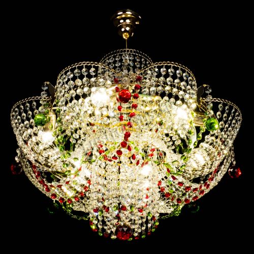 Люстра Камея №6 подвесная красно-зеленая в Симферополе Гусь Хрустальный