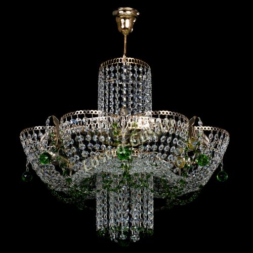 Люстра Камея №6 подвесная зеленая в Симферополе Гусь Хрустальный