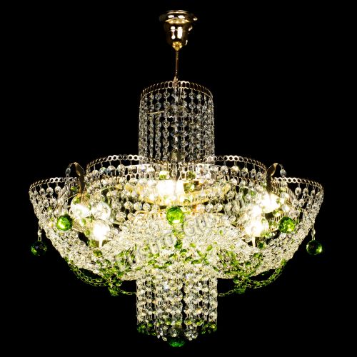 Люстра Камея №6 подвесная зеленая в Симферополе Гусь Хрустальный