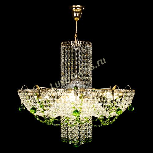Люстра Камея №6 подвесная зеленая в Симферополе Гусь Хрустальный