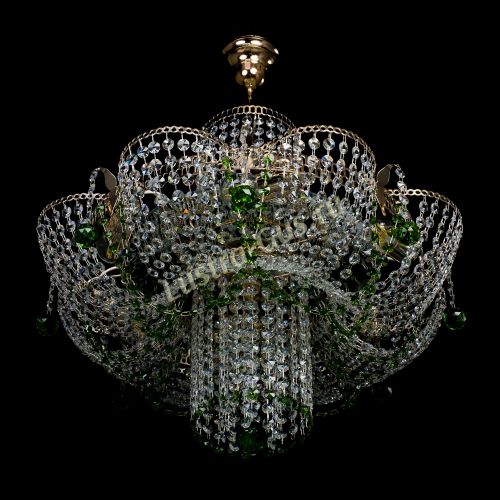 Люстра Камея №6 подвесная зеленая в Симферополе Гусь Хрустальный