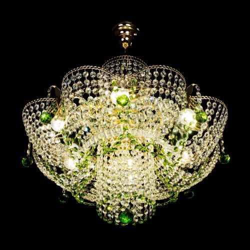 Люстра Камея №6 подвесная зеленая в Симферополе Гусь Хрустальный