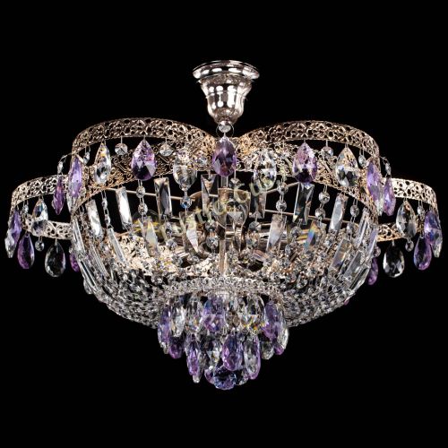 Люстра Камея Флора №5 с подвесом Фиолетовая в Симферополе Гусь Хрустальный