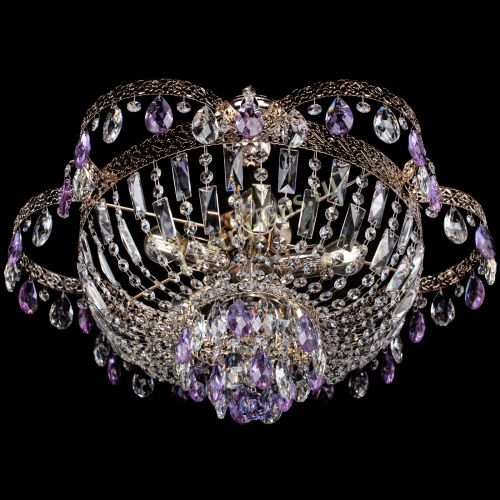 Люстра Камея Флора №5 с подвесом Фиолетовая в Симферополе Гусь Хрустальный