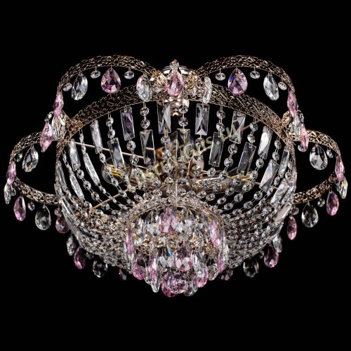 Люстра Камея Флора №5 с подвесом Розовая в Симферополе Гусь Хрустальный