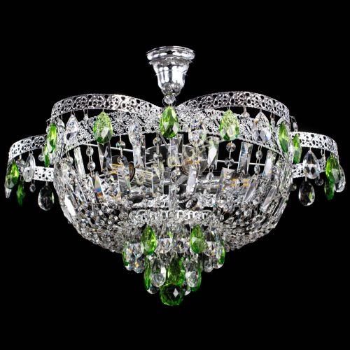 Люстра Камея Флора №5 с подвесом Зеленая в Симферополе Гусь Хрустальный