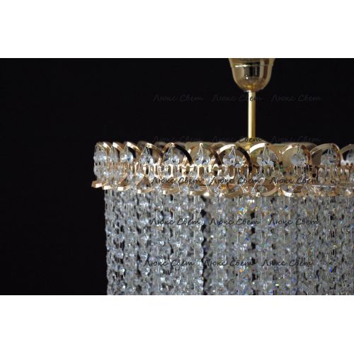 Люстра Капель 5 ламп конус 40 см длинная  в Симферополе Гусь Хрустальный