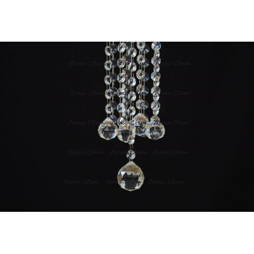 Люстра Капель 5 ламп шар 40 мм длинная в Симферополе Гусь Хрустальный