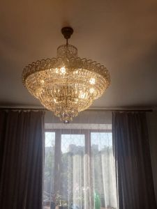 Люстра Хрустальный Каскад №8 с подвесом под бронзу в Симферополе отзыв и фото покупателя