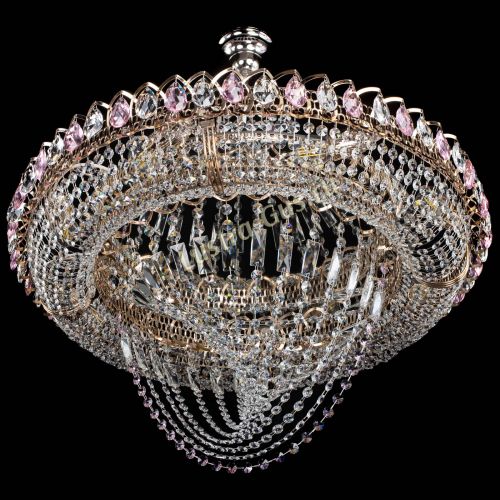 Люстра Кольцо Классика Веер №8 розовая в Симферополе Гусь Хрустальный