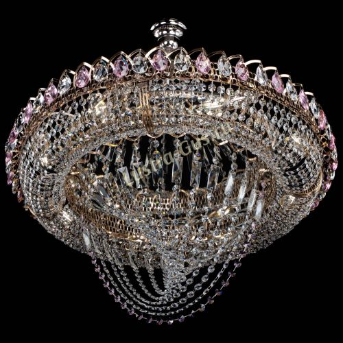 Люстра Кольцо Классика Веер №8 розовая в Симферополе Гусь Хрустальный