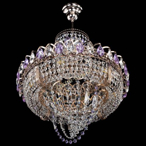 Люстра Кольцо Классика Веер фиолетовая в Симферополе Гусь Хрустальный